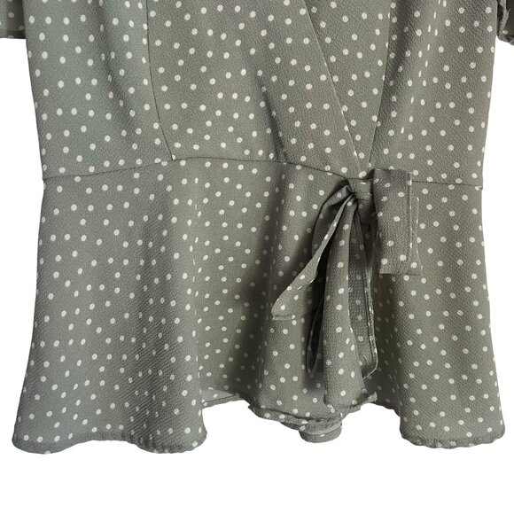 OLM Womens Blouse, Green, Dots, Size M - Picture 2 of 8